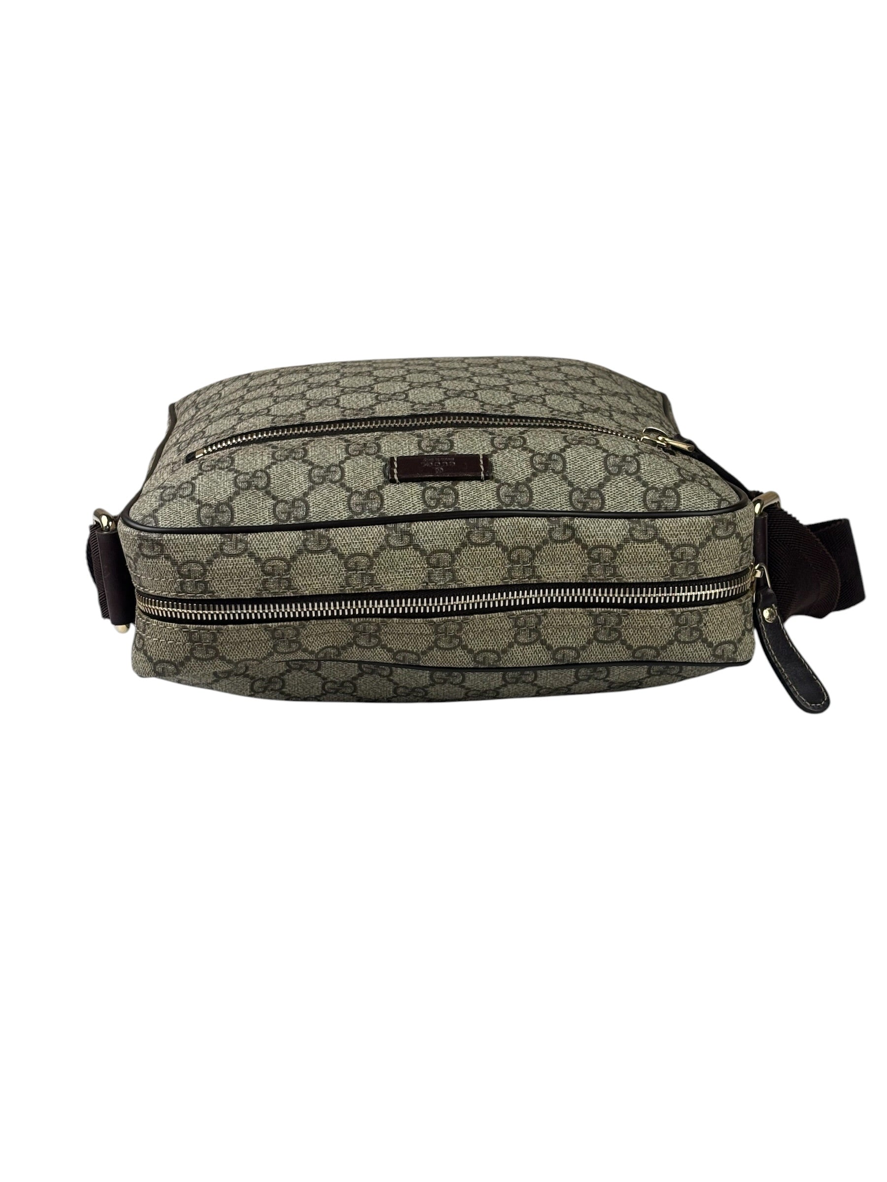 Gucci Brown Leather Trim Supreme Crossbody Bag
