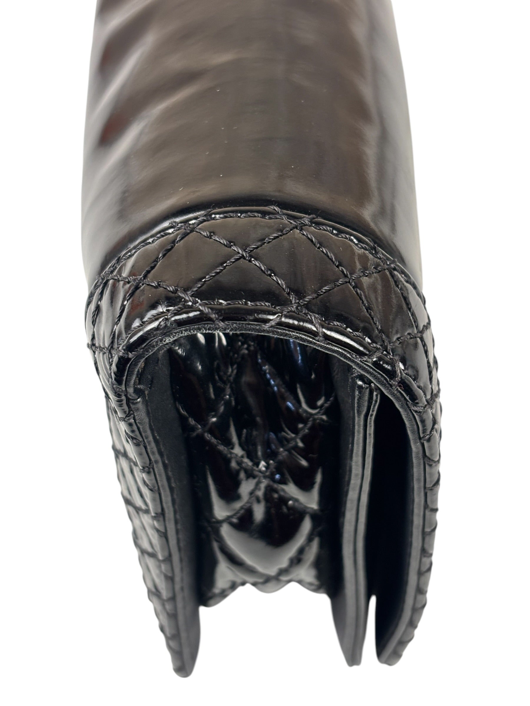 Chanel Black Patent Leather Boy Wallet on Chain Bag 2014