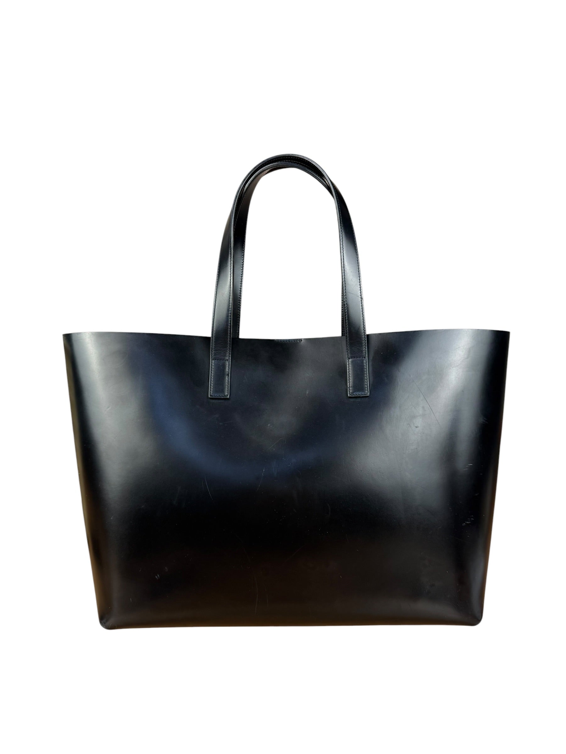 Saint Laurent Black Leather Shopping Tote Bag
