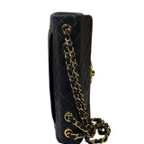 Chanel Vintage Black Quilted Leather Jumbo Flap Bag 1994