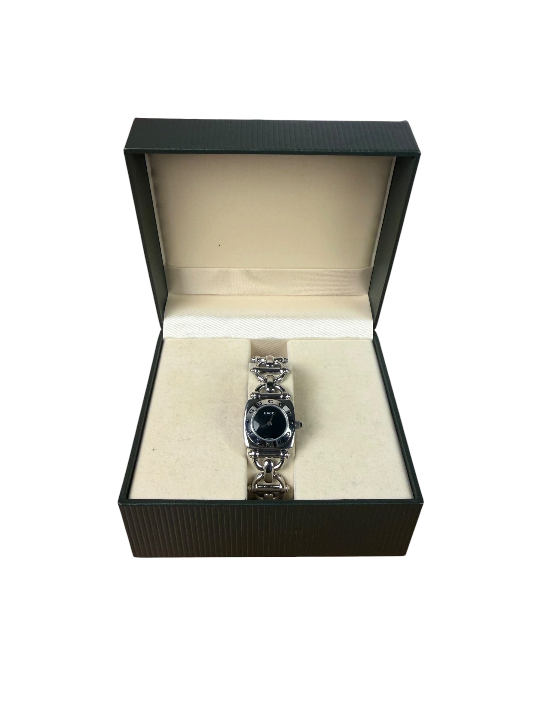 Gucci 6100L Black Dial Horse Bit Link Watch