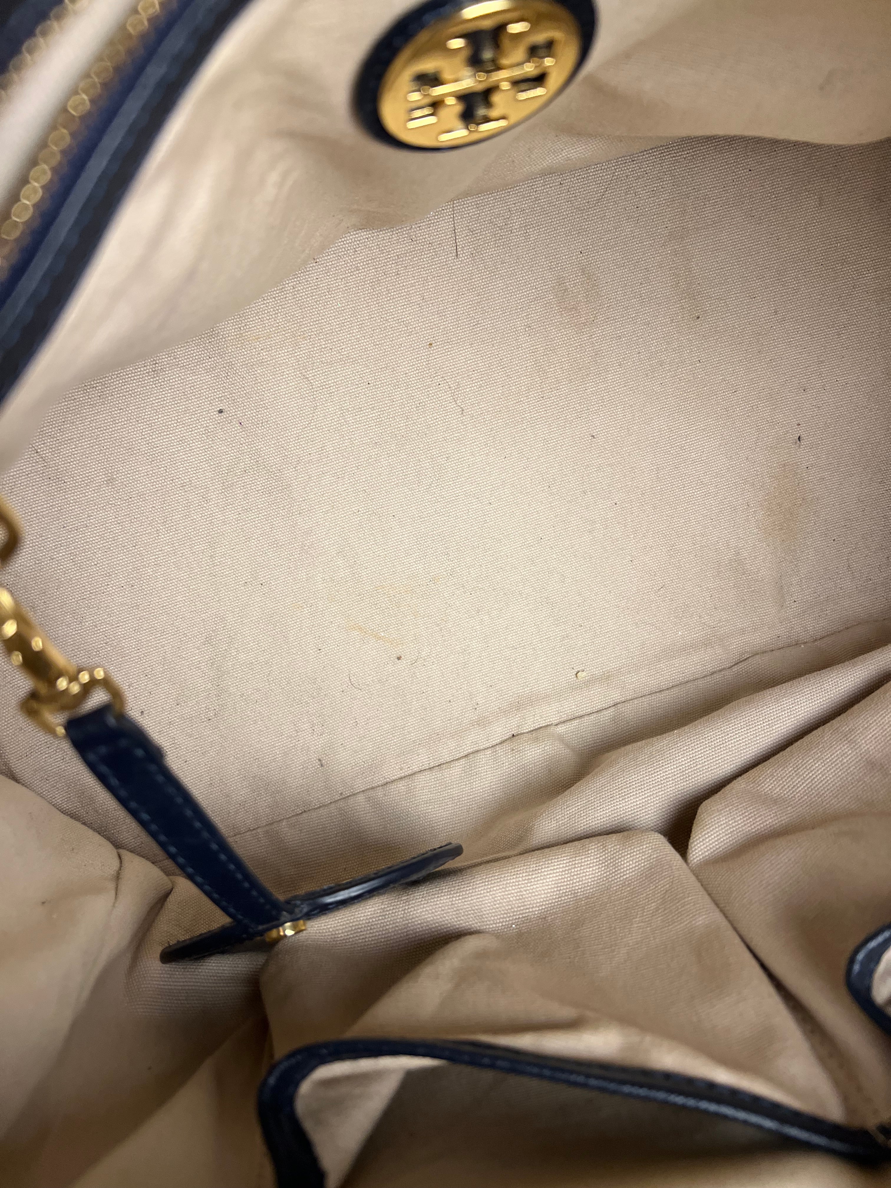 Tory Burch Saffiano Leather Navy Boston Bag