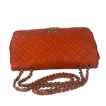 Chanel Orange Quilted Lambskin Flap Bag 2008
