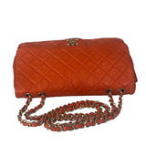 Chanel Orange Quilted Lambskin Flap Bag 2008