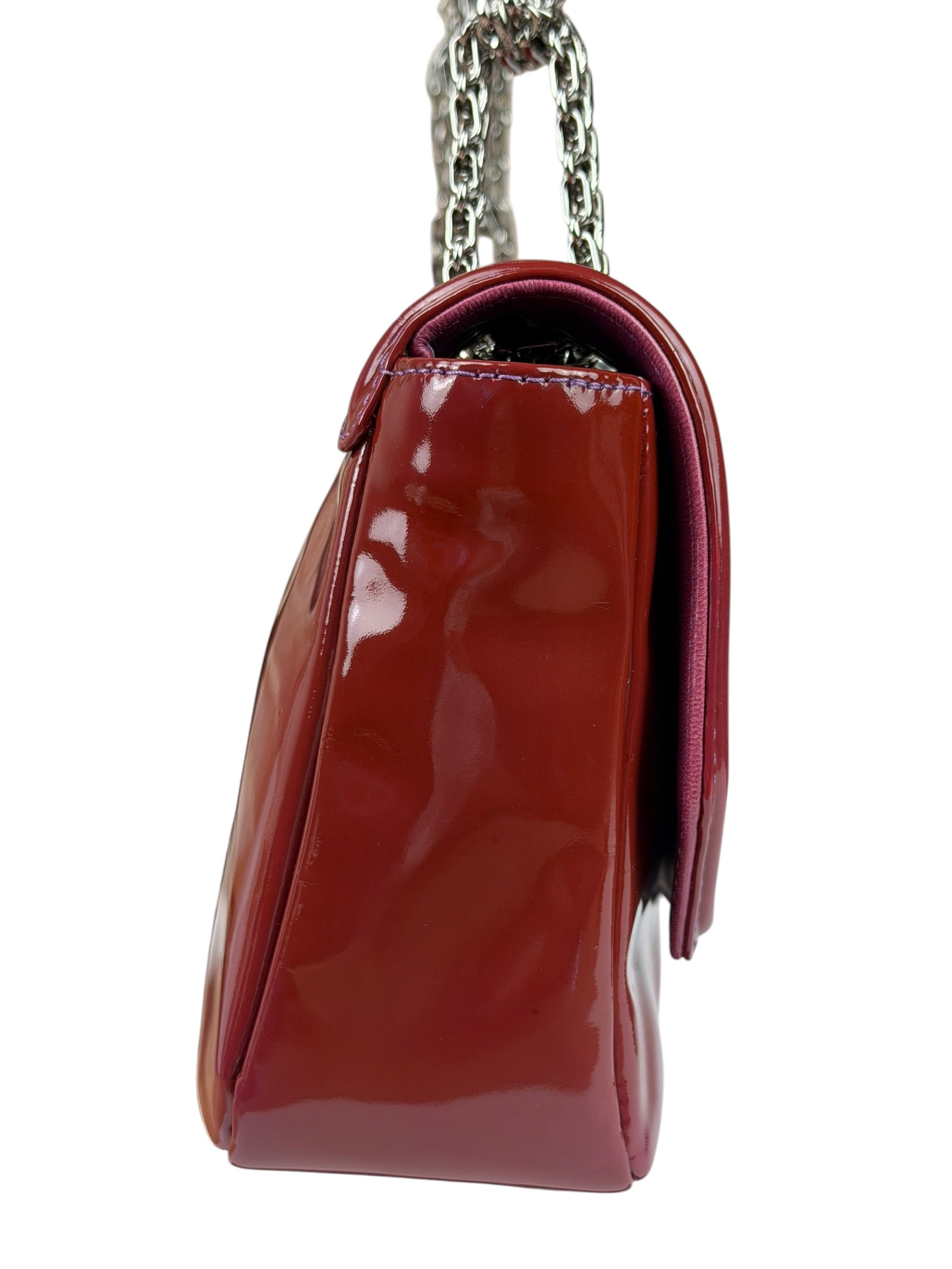 Chanel Burgundy Patent Leather Mademoiselle Bijoux Chain Flap Bag 2008