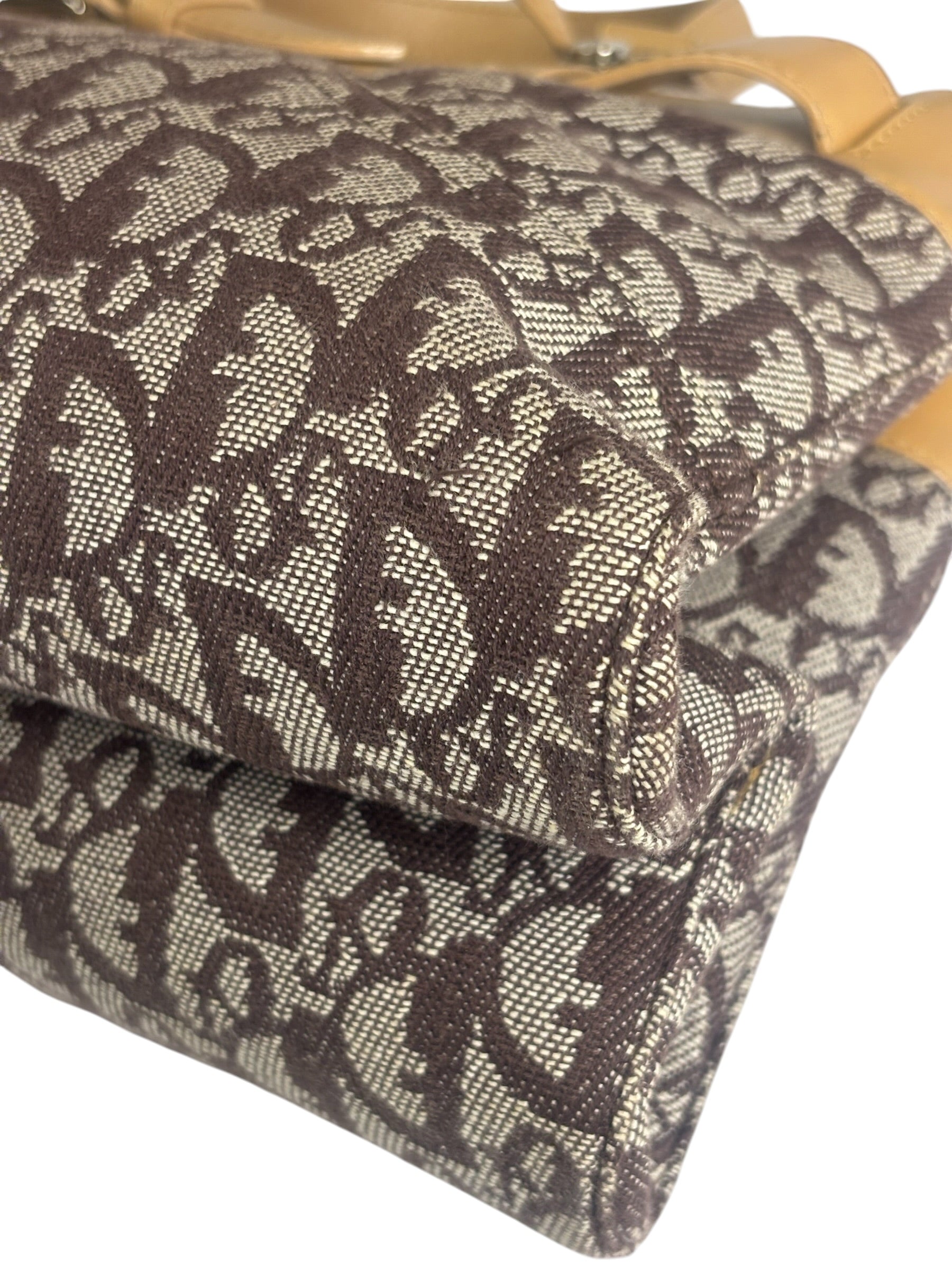 Christian Dior Cloth/Leather Trim Trotter Top Handle Tote