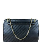 Chanel Vintage Black Chevron Leather Chain Bag