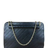 Chanel Vintage Black Chevron Leather Chain Bag
