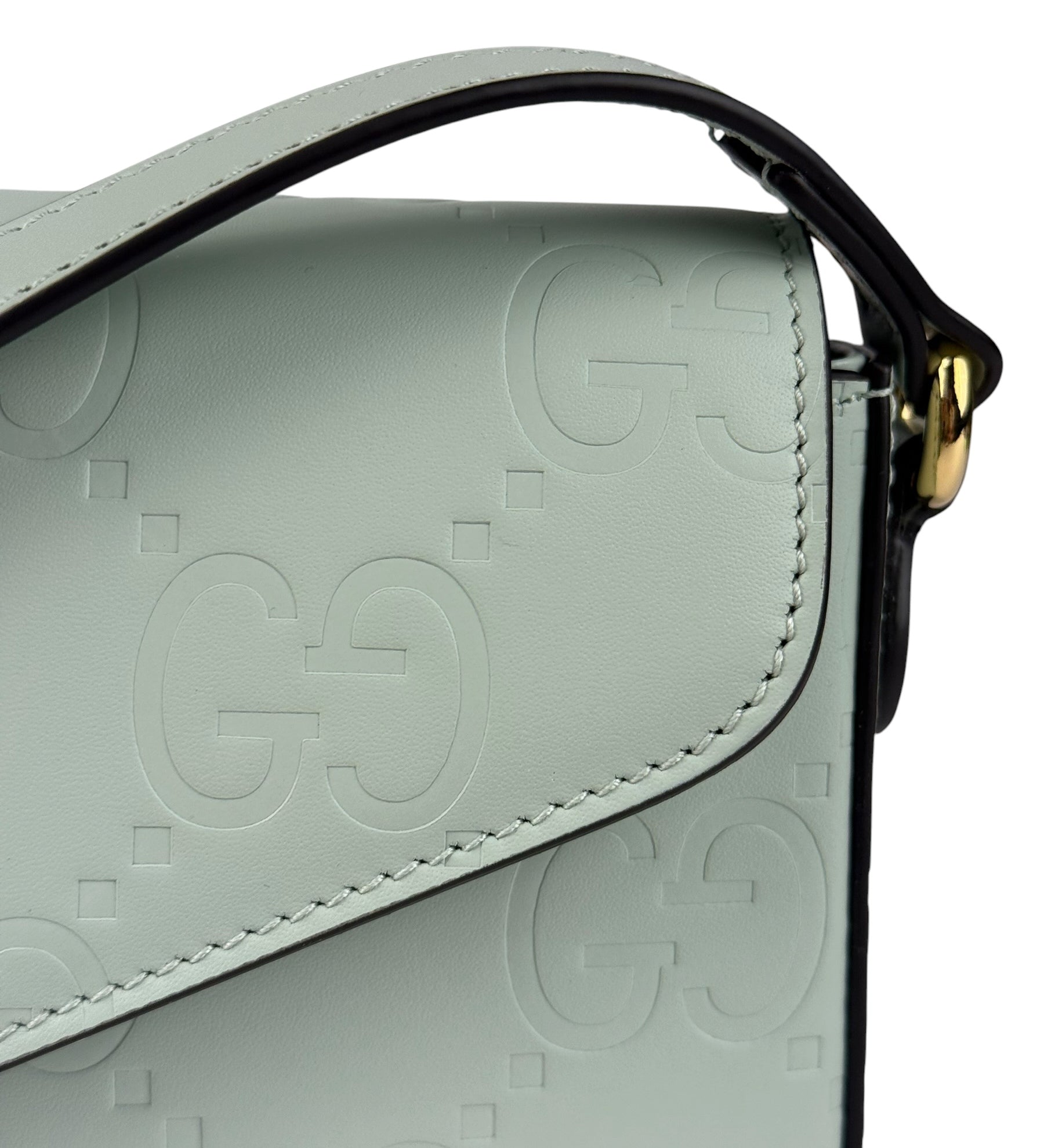 Gucci GG Super Mini Leather Shoulder Bag Pale Blue