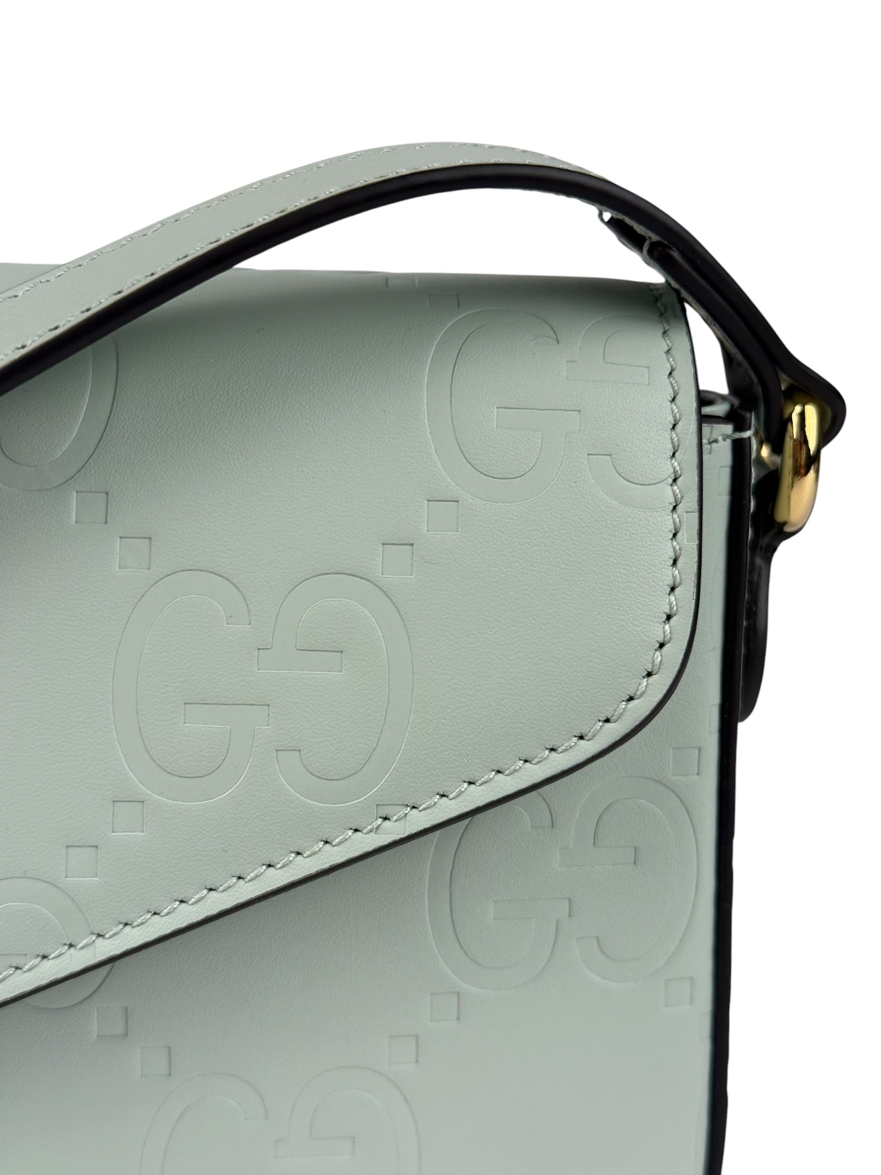 Gucci GG Super Mini Leather Shoulder Bag Pale Blue