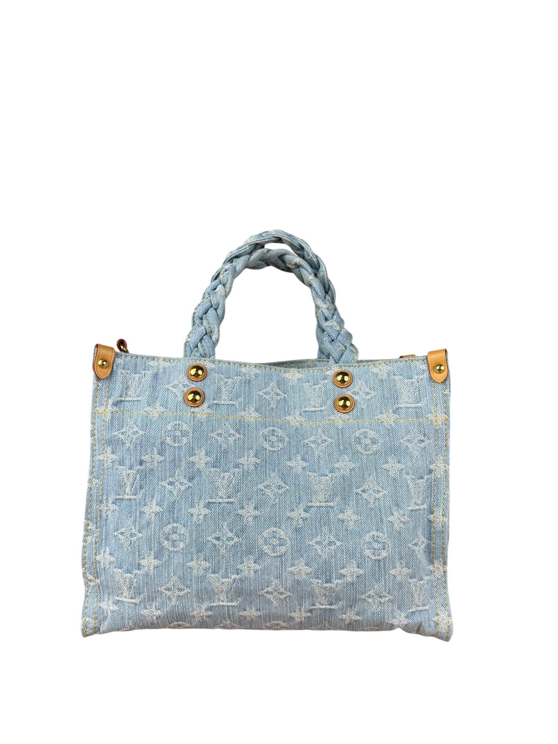 Louis Vuitton Monogram Denim Let Go PM 2Way Tote Handbag