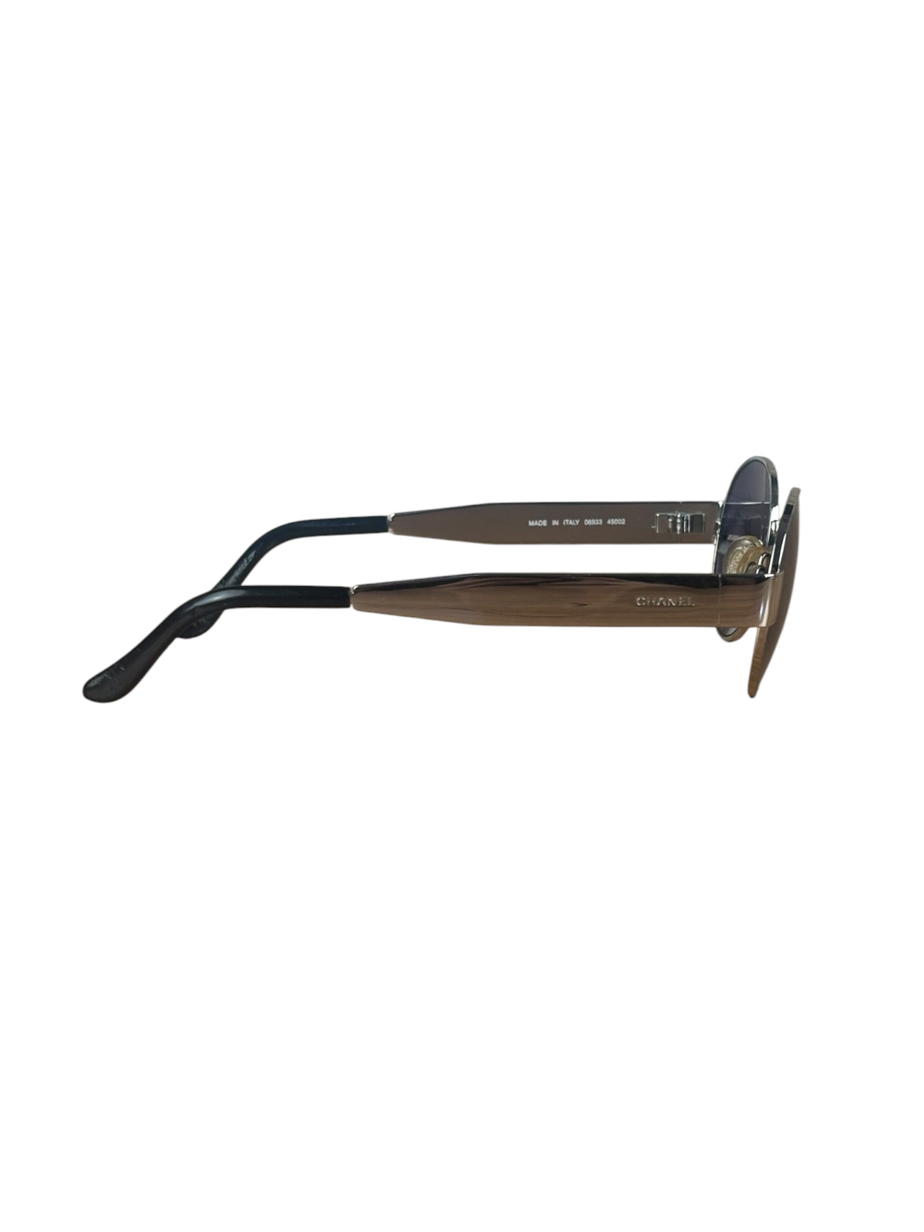 Chanel Vintage Silver Round Frame Sunglasses