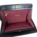 Chanel Vintage Black Chevron Leather Chain Bag