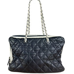 Chanel Navy Quilted Leather Lido Chain Shoulder Tote 2009