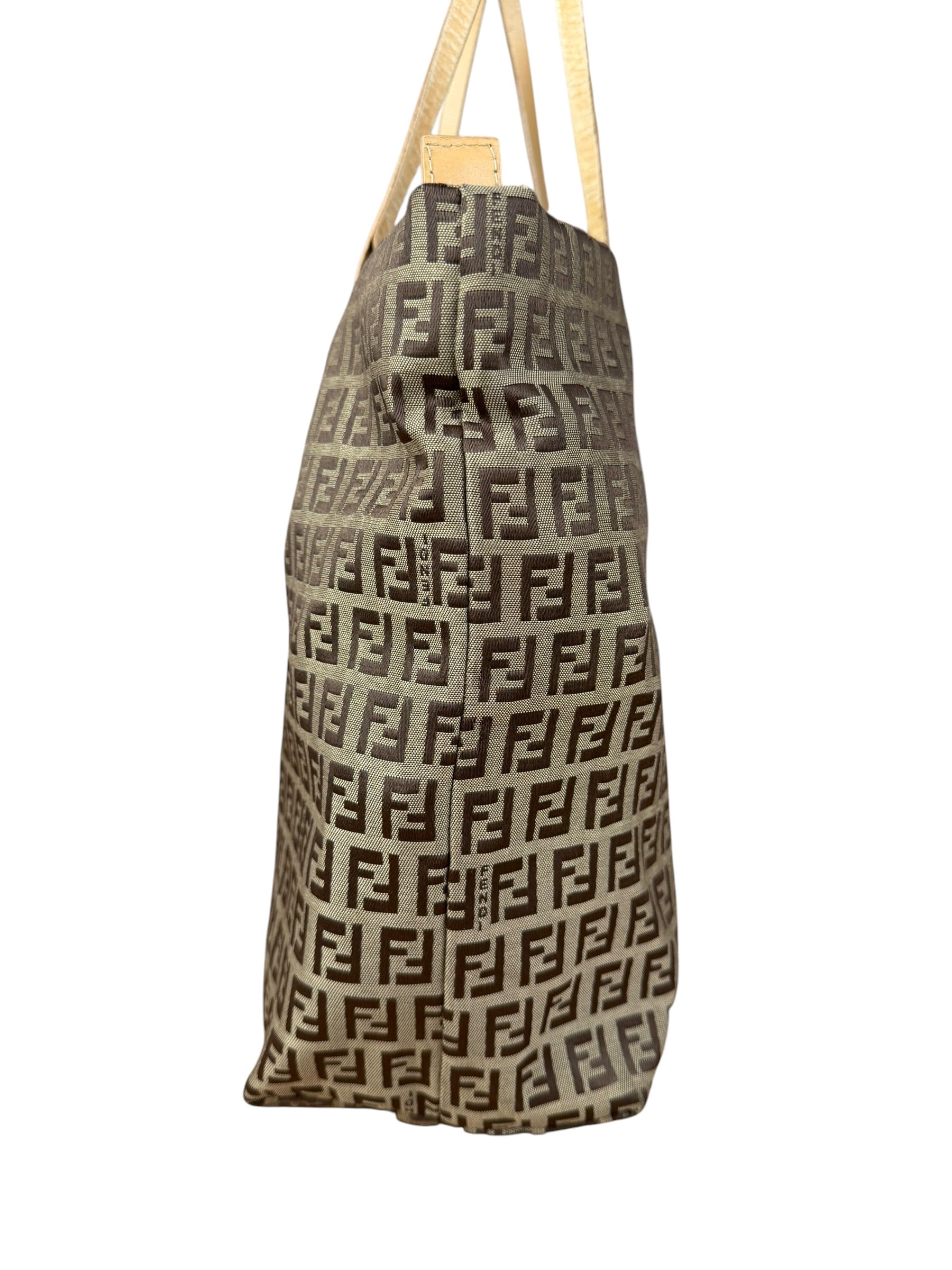 Fendi Vintage FF Canvas Print Zip Shoulder Tote