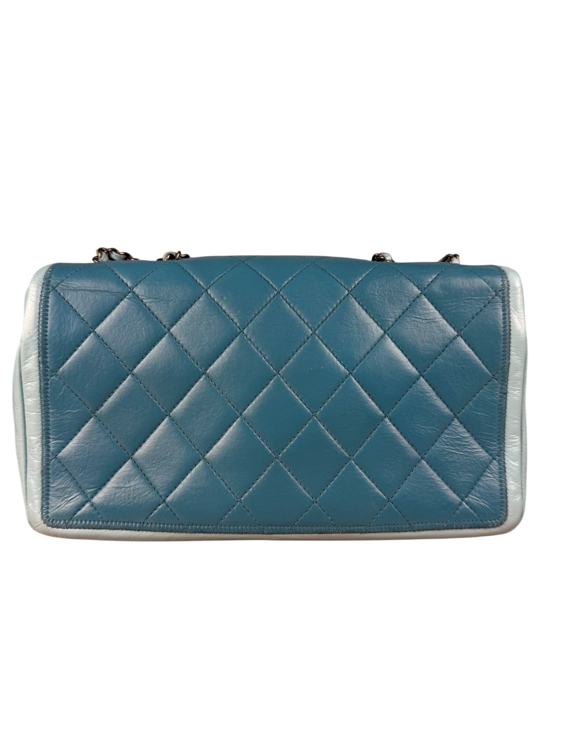 Chanel CC Two-Toned Blue Leather Flap Bag 2014