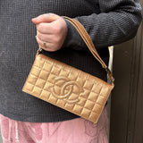 Chanel Gold Leather East West Shoulder Bag 2001