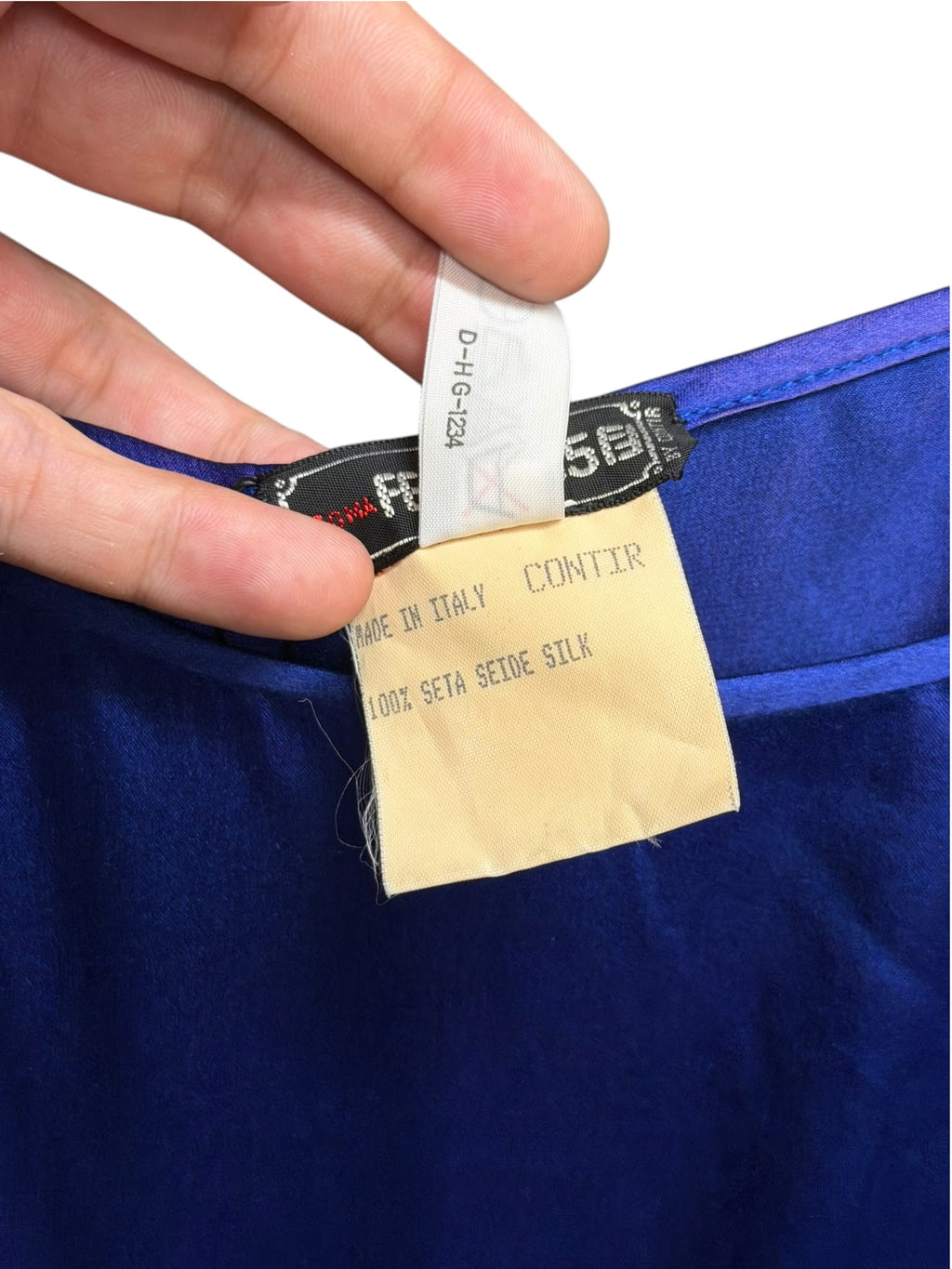 1970s Fendi Roma 365 Royal Blue Silk Top