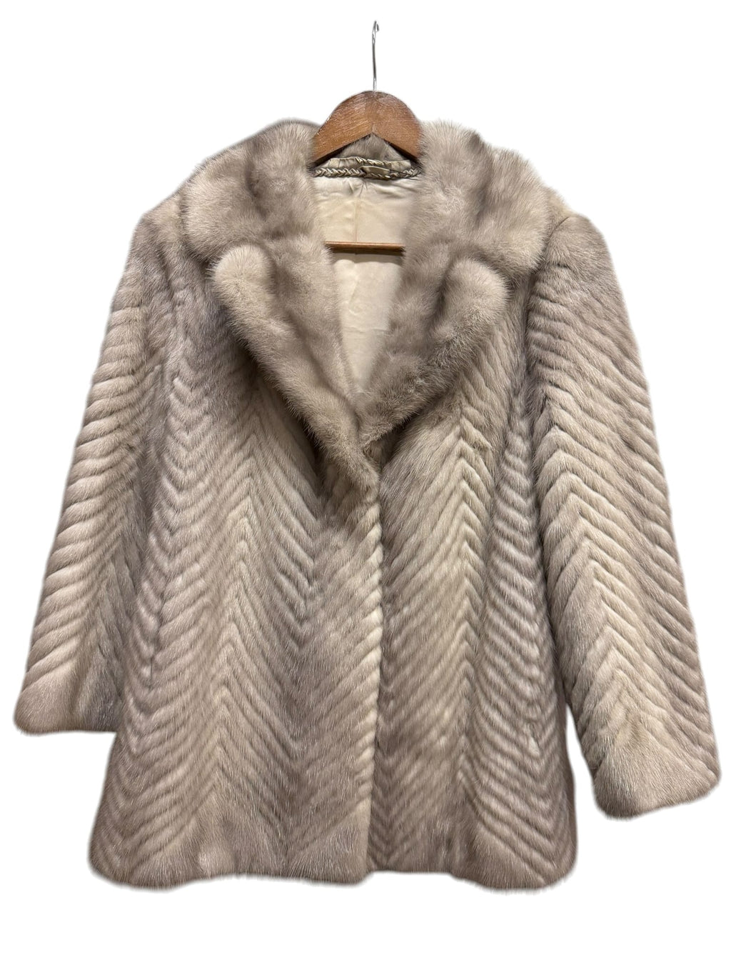 Vintage Grey Chevron Mink Fur Coat