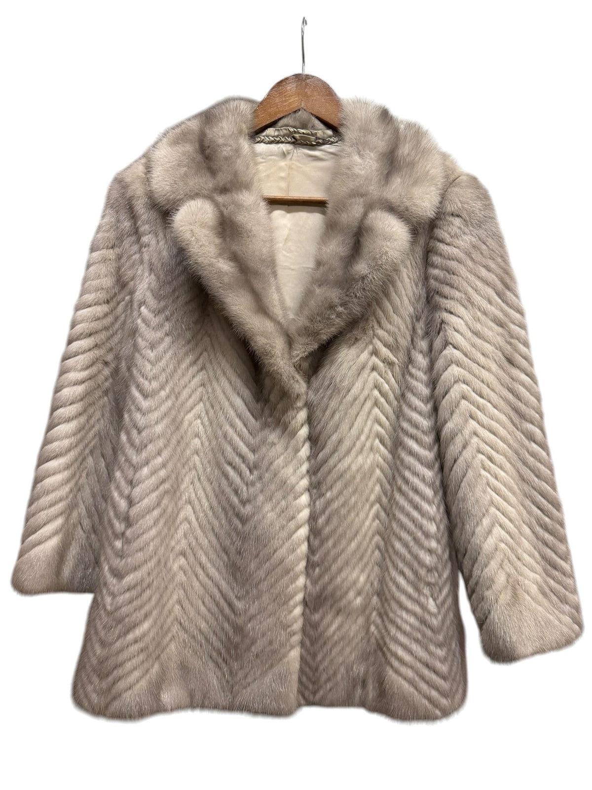 Vintage Grey Chevron Mink Fur Coat