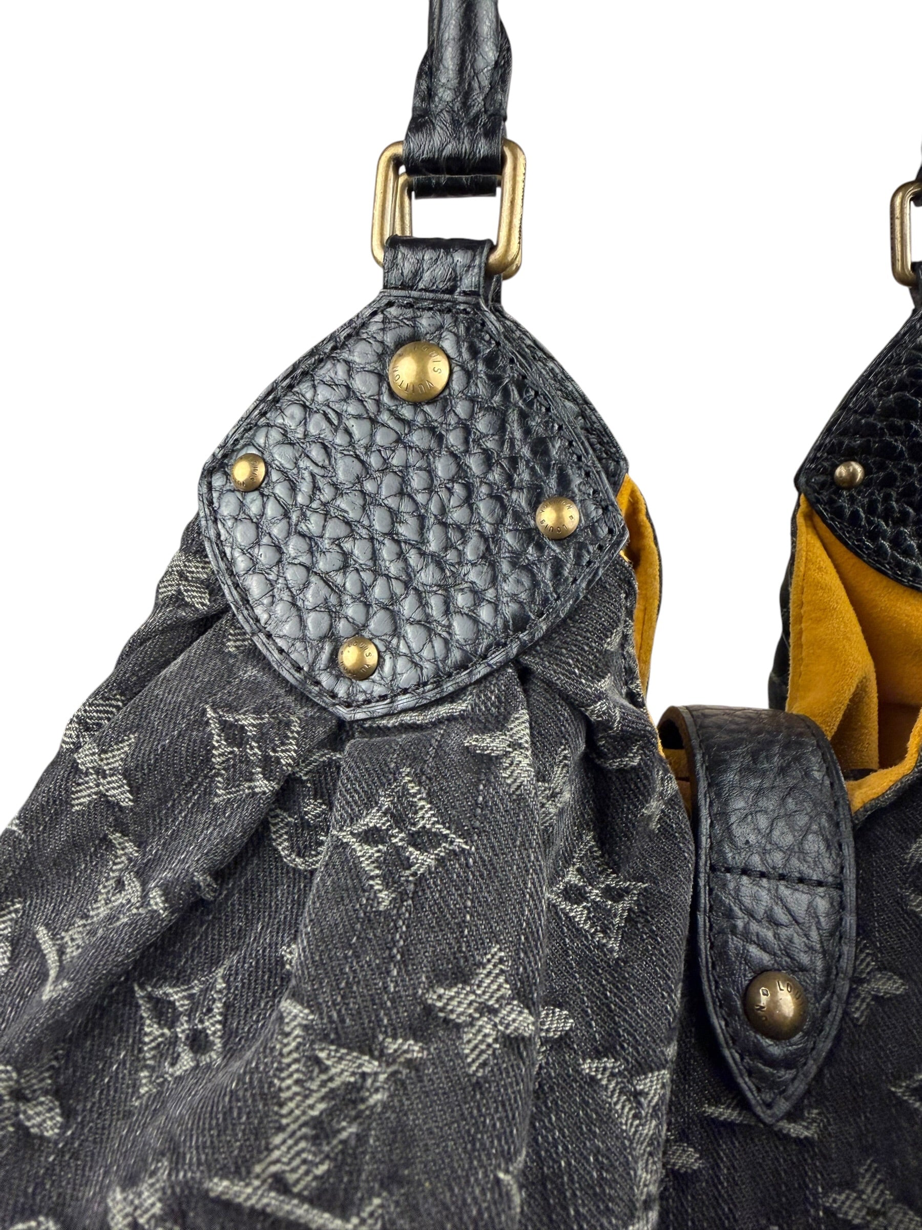 Louis Vuitton Black Denim Mahina Hobo Bag XL