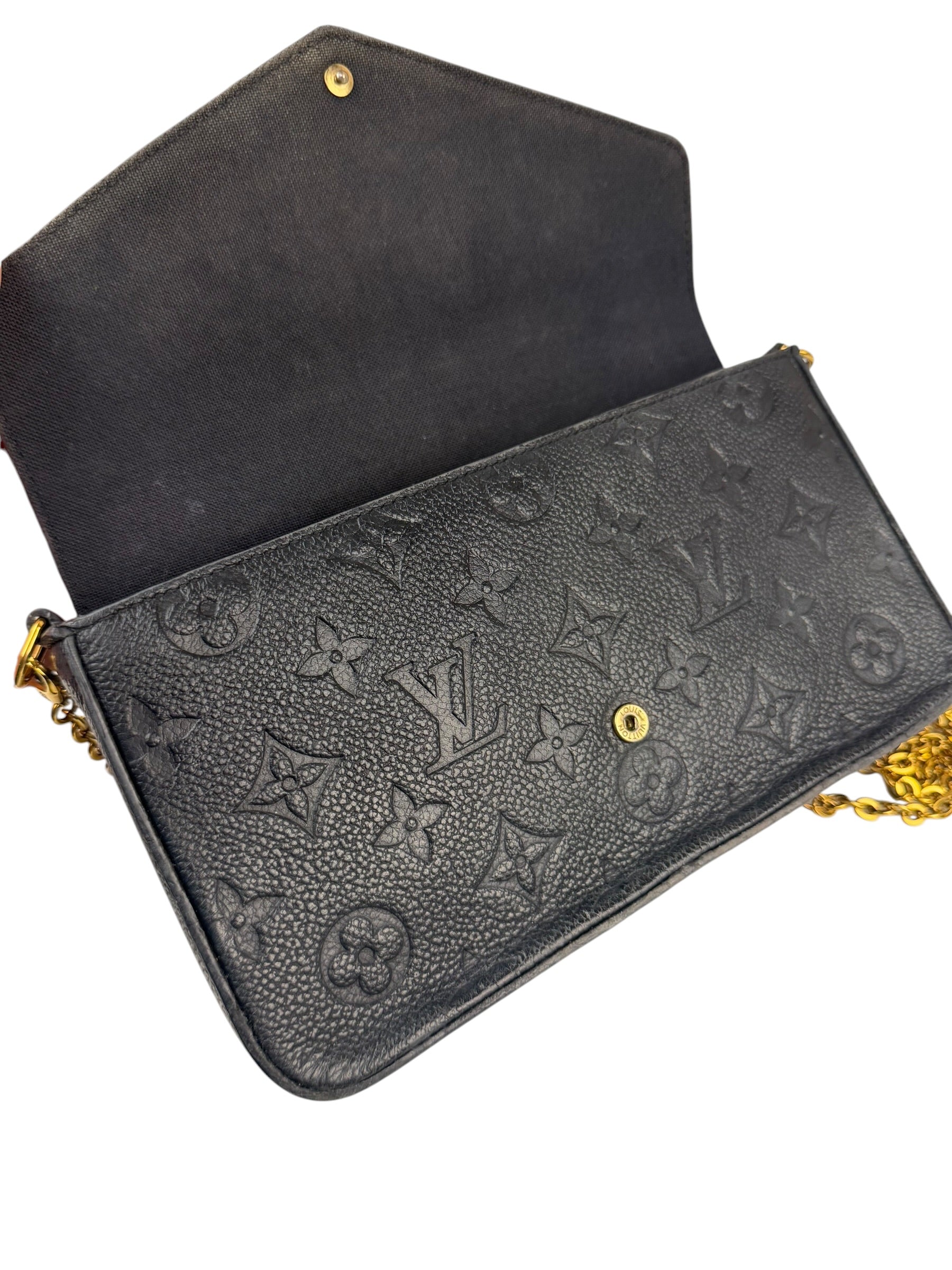 Louis Vuitton Black Leather Monogram Felicie Pochette