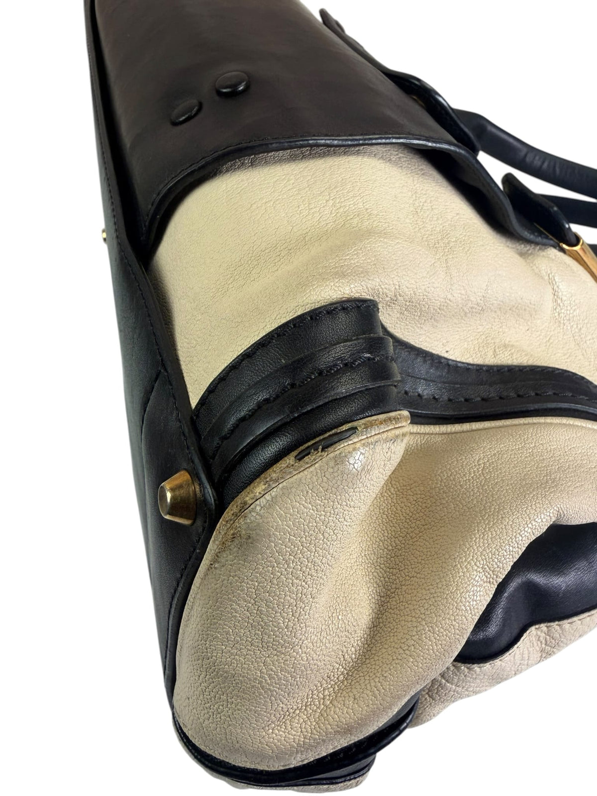 Chloe Black/Cream Leather Alice Top Handle Bag