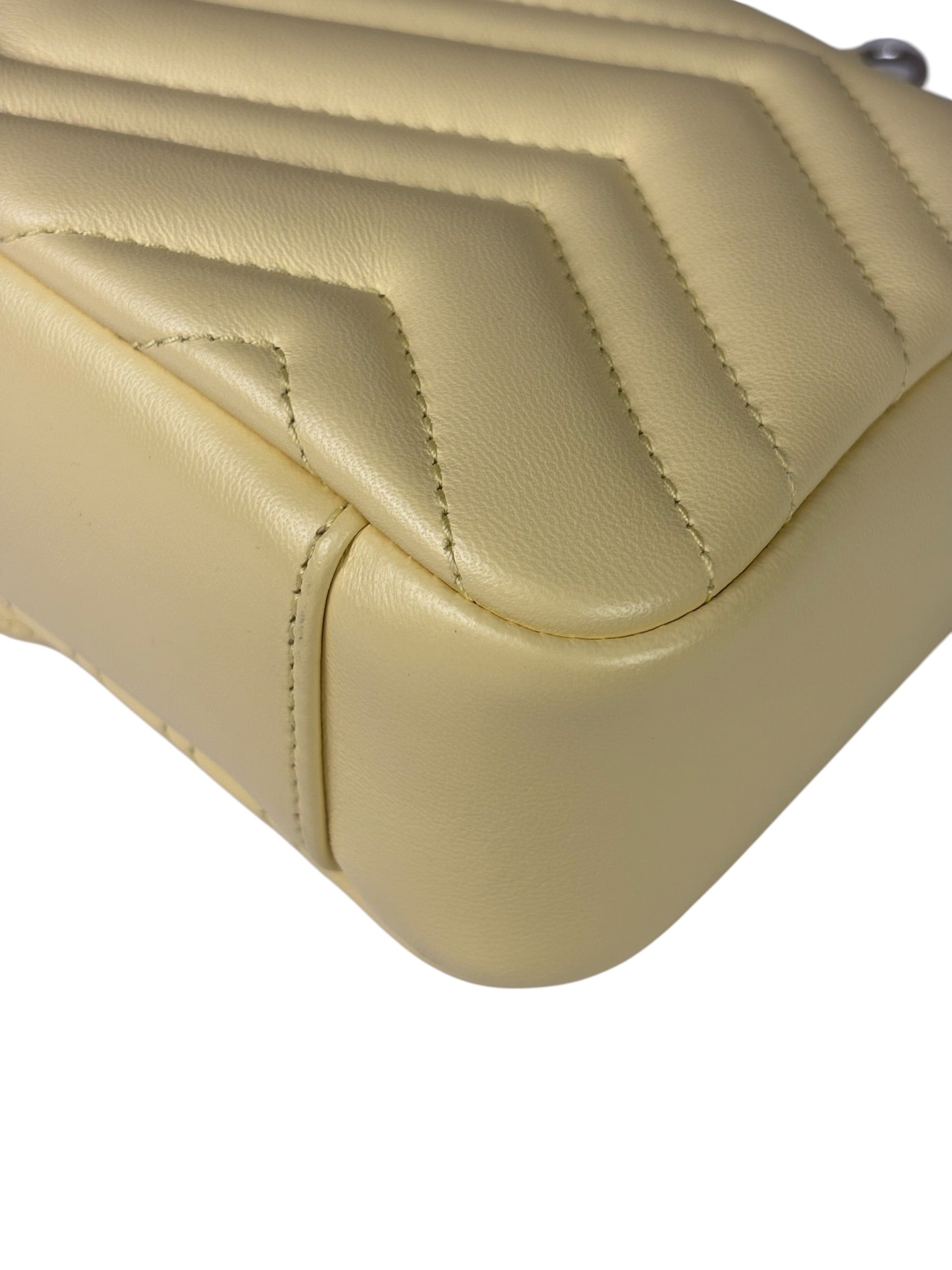 Gucci Yellow Leather Matelasse Marmont Shoulder Bag