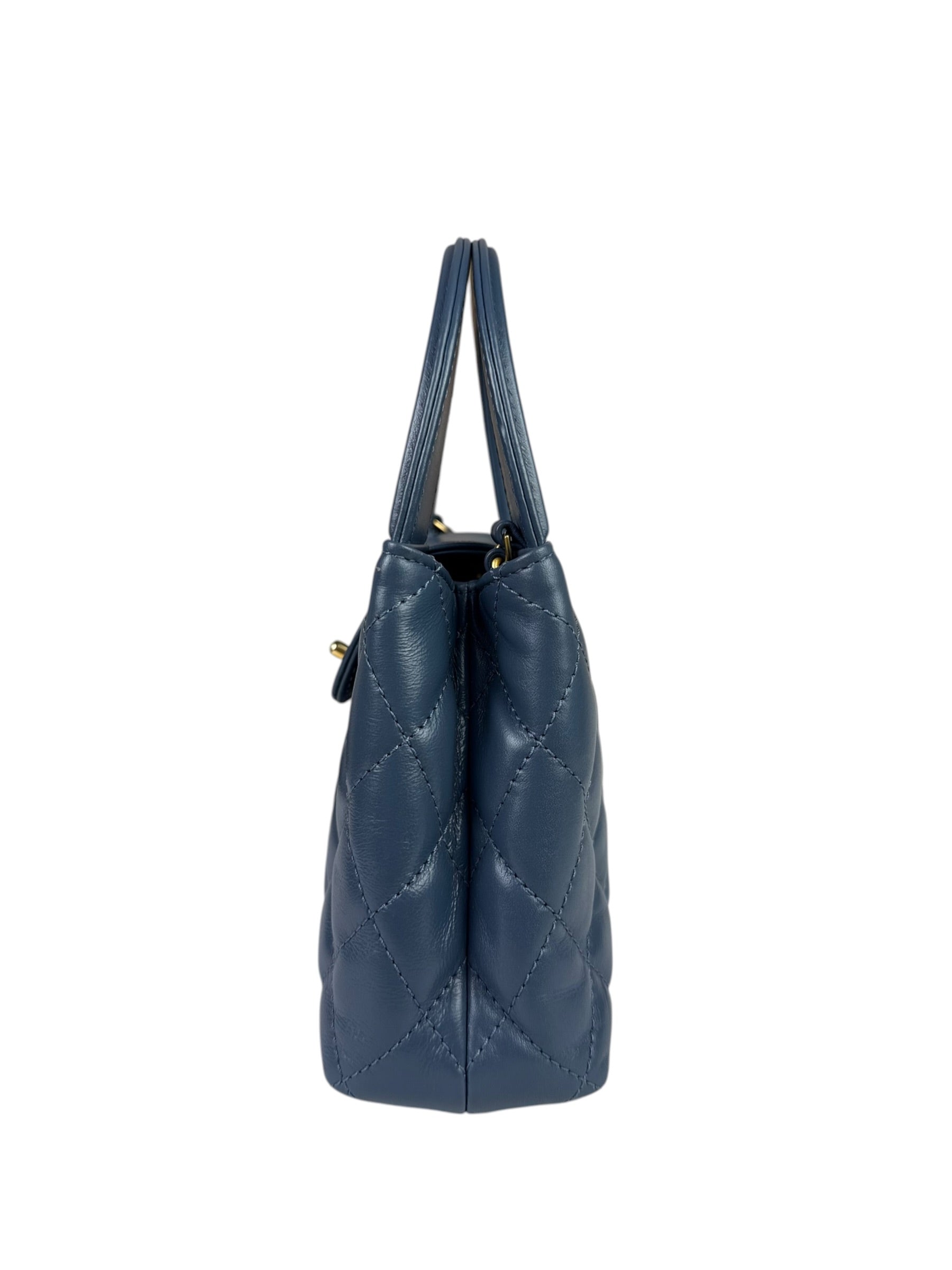 Chanel Blue Quilted Calfskin Nano Kelly Shopper Two-Way Bag 2023