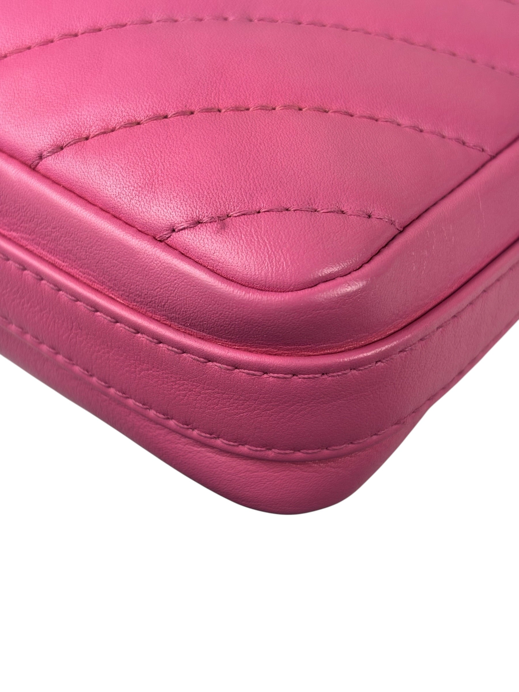 Chanel Pink Chevron Leather Promenade Chain Shoulder Bag 2018