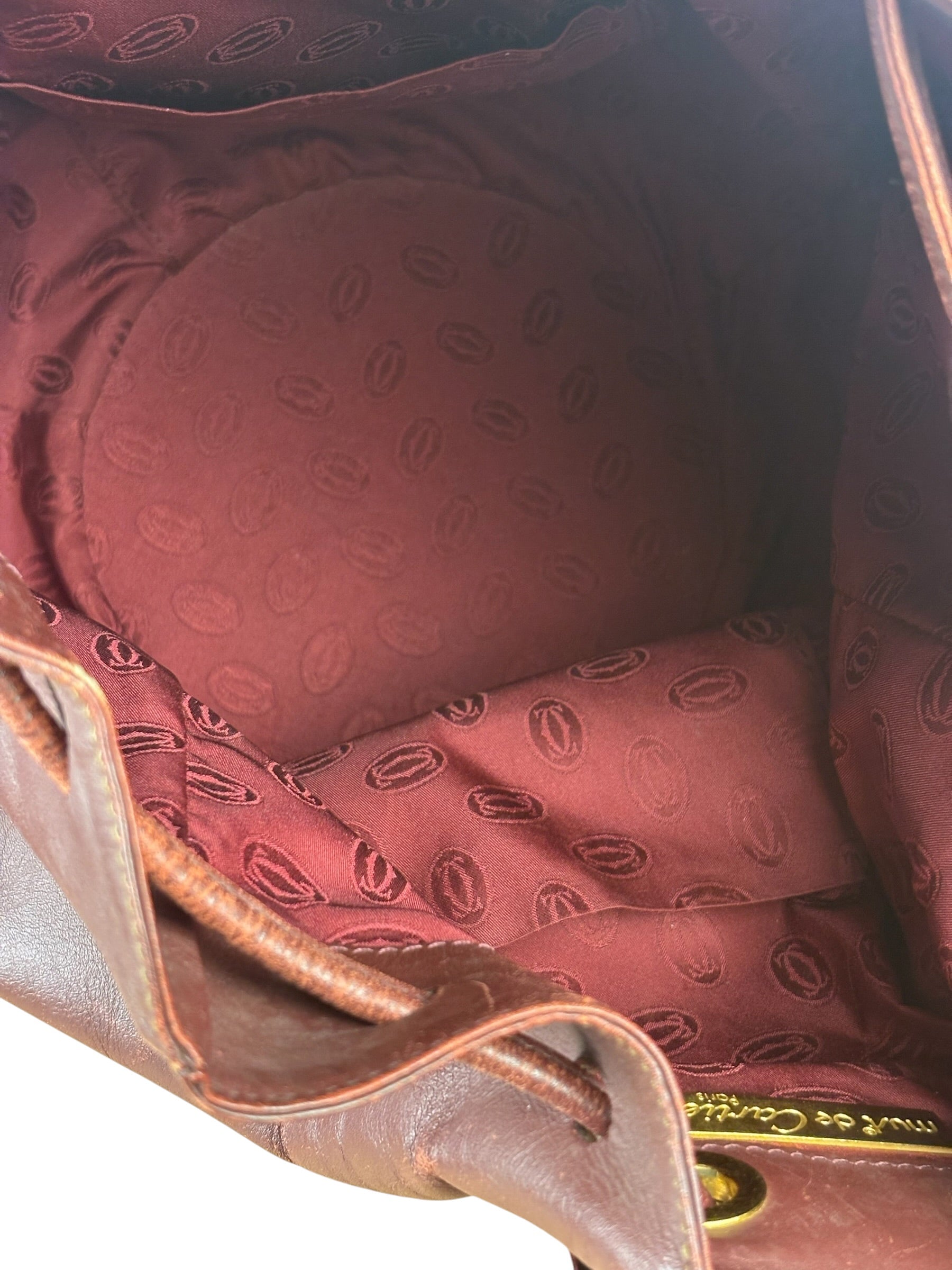 Cartier Vintage Burgundy Leather Must De Cartier Bucket Bag
