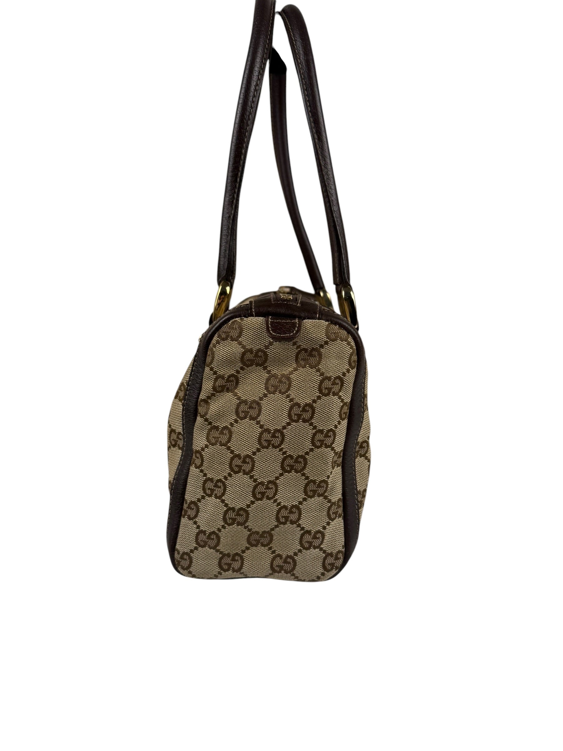 Gucci GG Canvas Top Handle Mini Boston Handbag