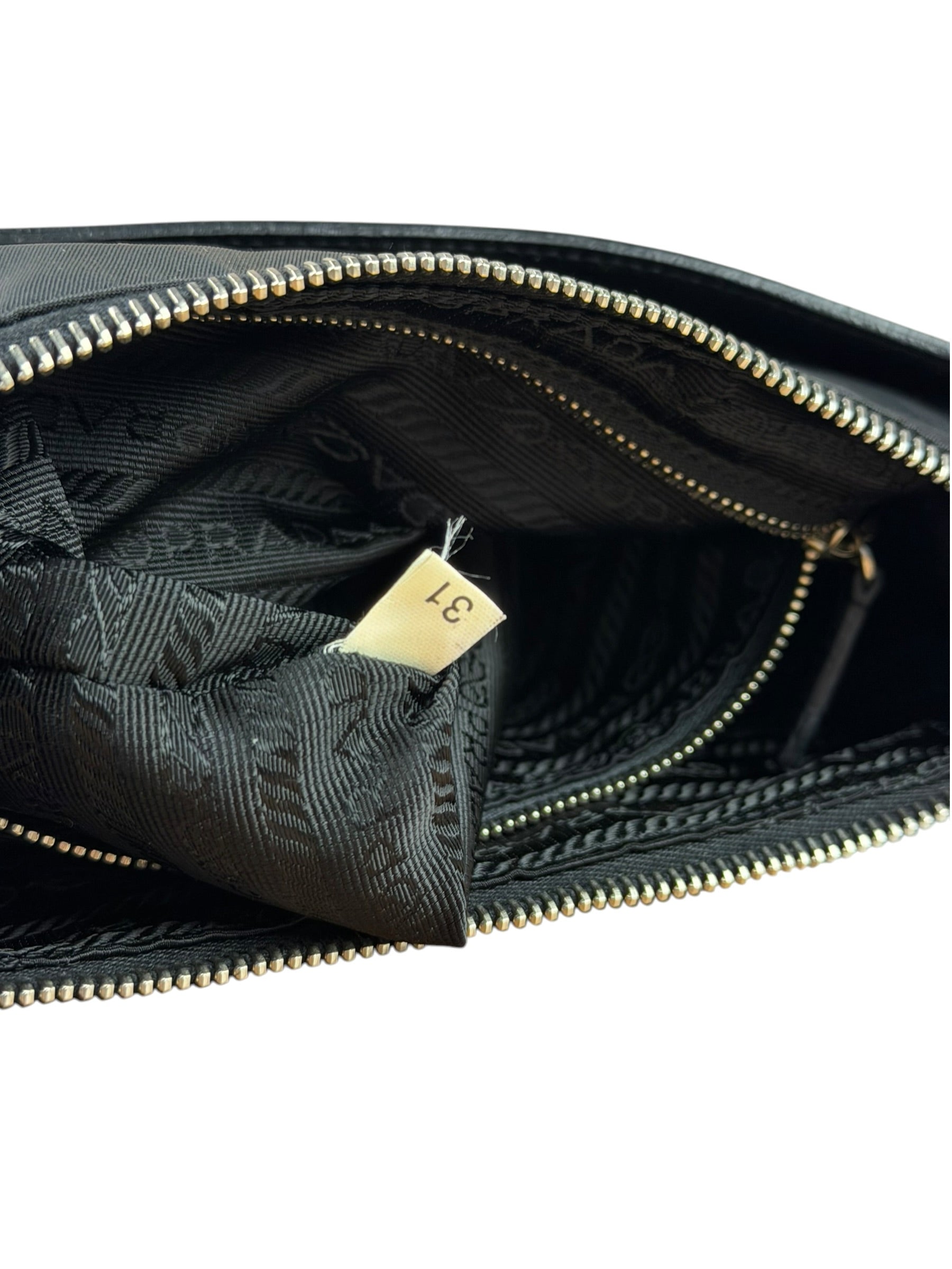 Prada Black Leather Trim/Tessuto Nylon  Shoulder Bag