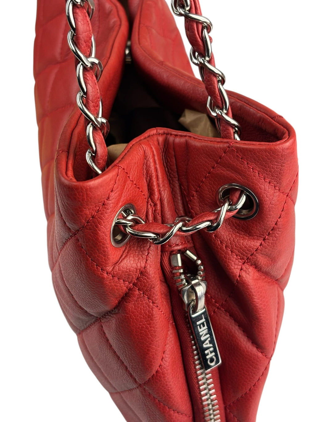 Chanel Red Caviar Leather Zip Out Tote Bag 2011