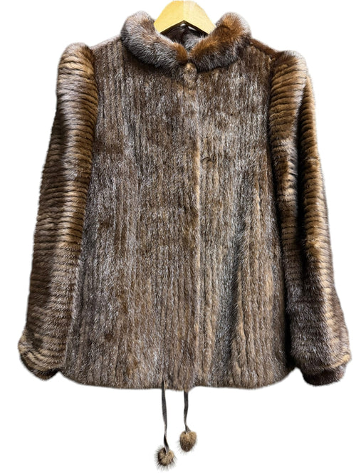 Vintage Dark Brown Vertical Groove Mink Fur Coat