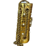 Gucci Gold GG Marmont Pearl Studded Mini Flap Bag