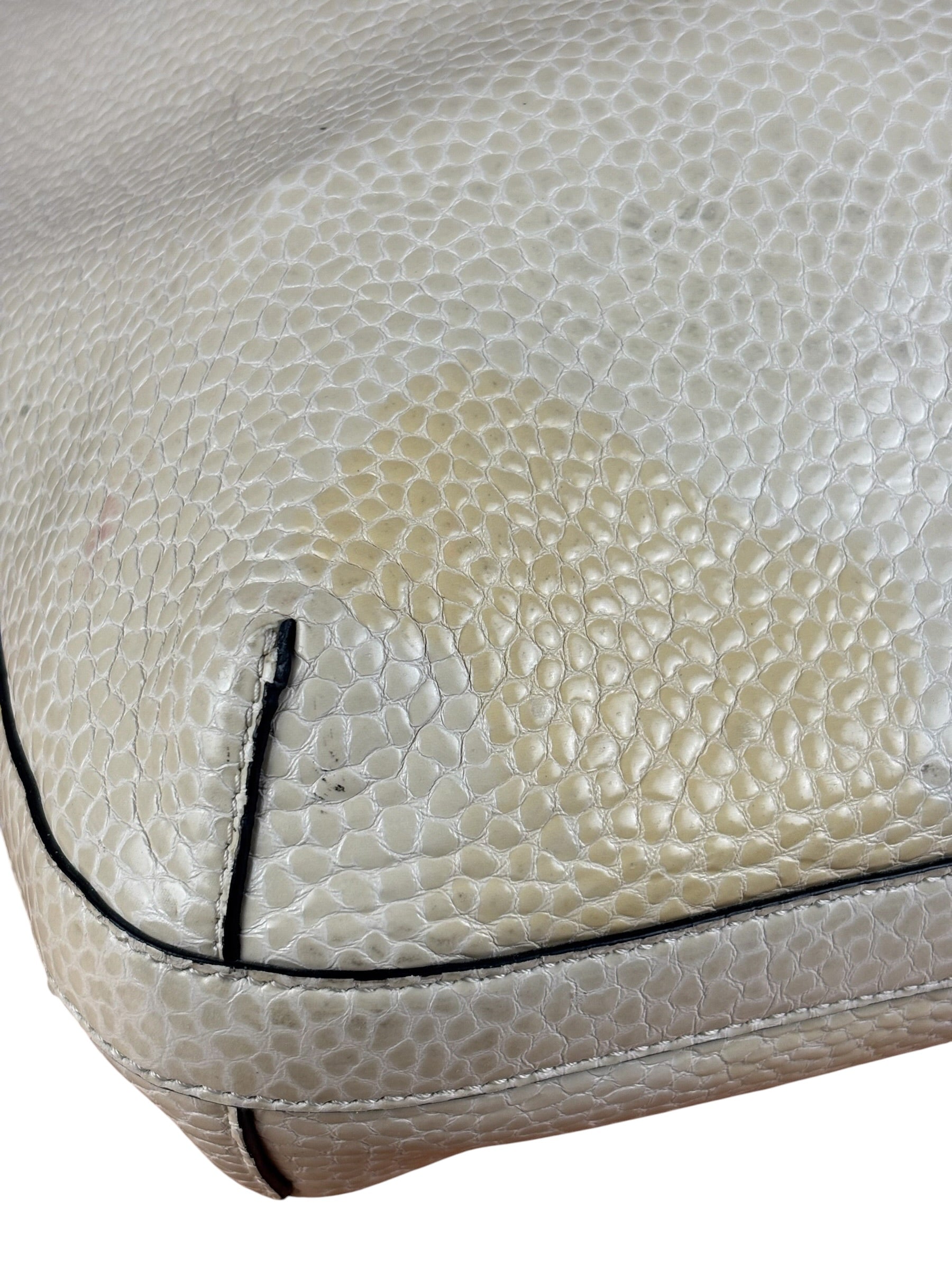 Brunello Cucinelli Ivory Grained Leather Tote Bag