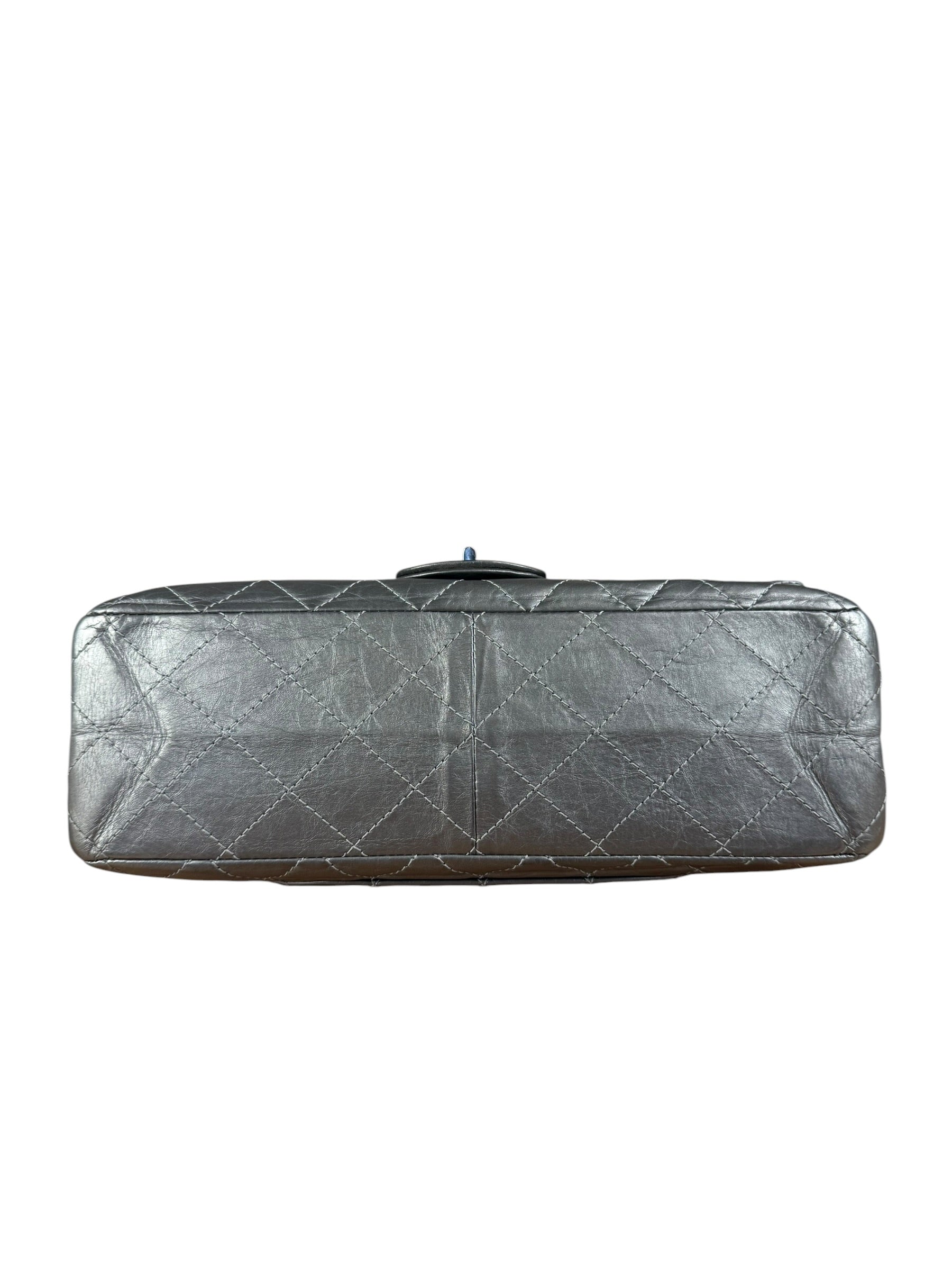 Chanel Metallic Silver Leather Reissue Double Flap Shoulder Bag 2.55 2005