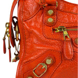 Balenciaga Red Leather Mini City Bag