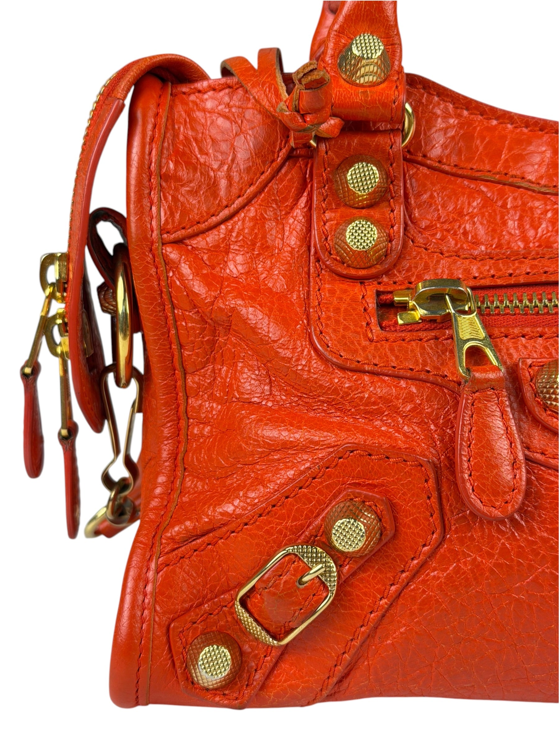 Balenciaga Red Leather Mini City Bag