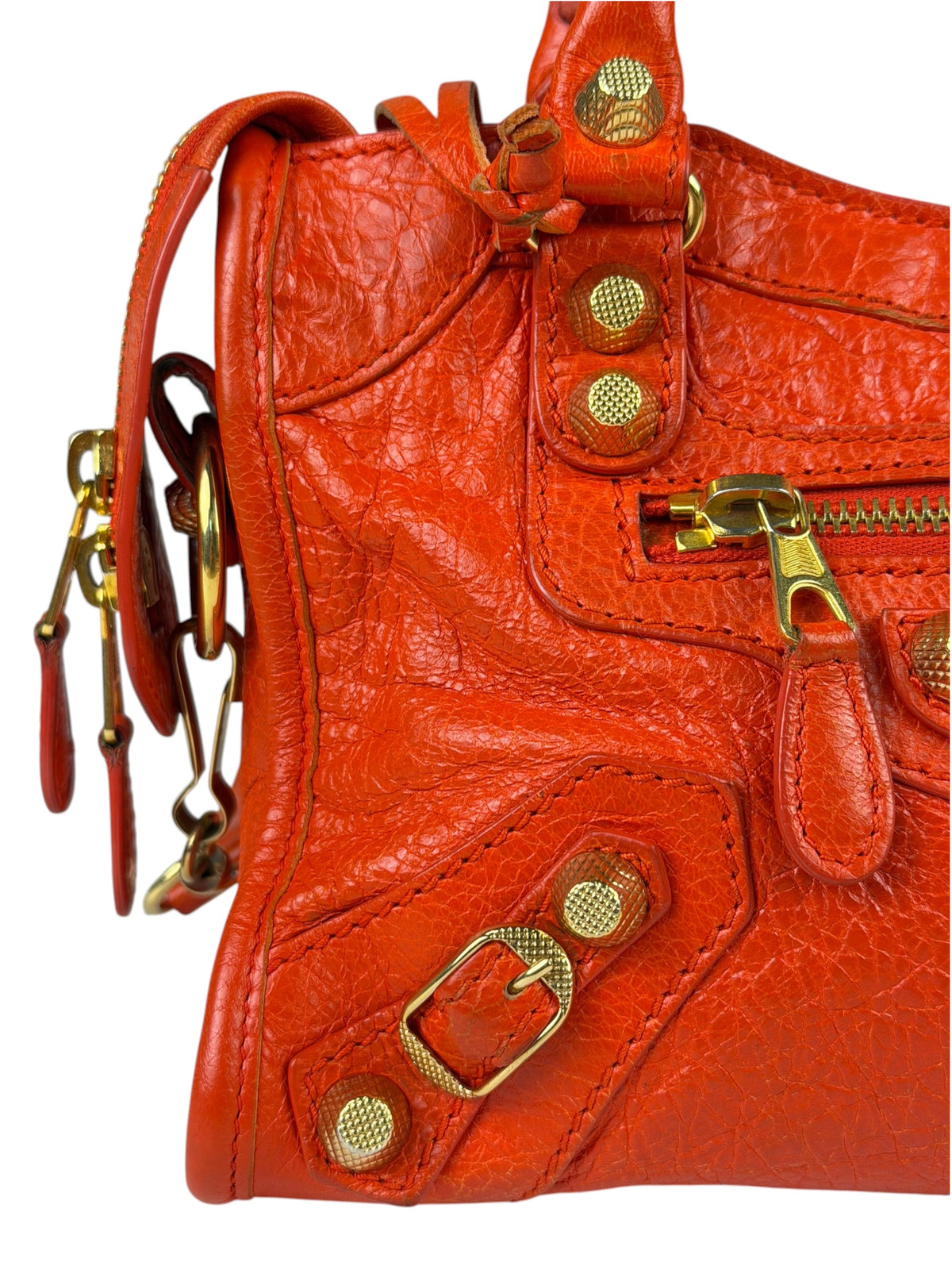 Balenciaga Red Leather Mini City Bag