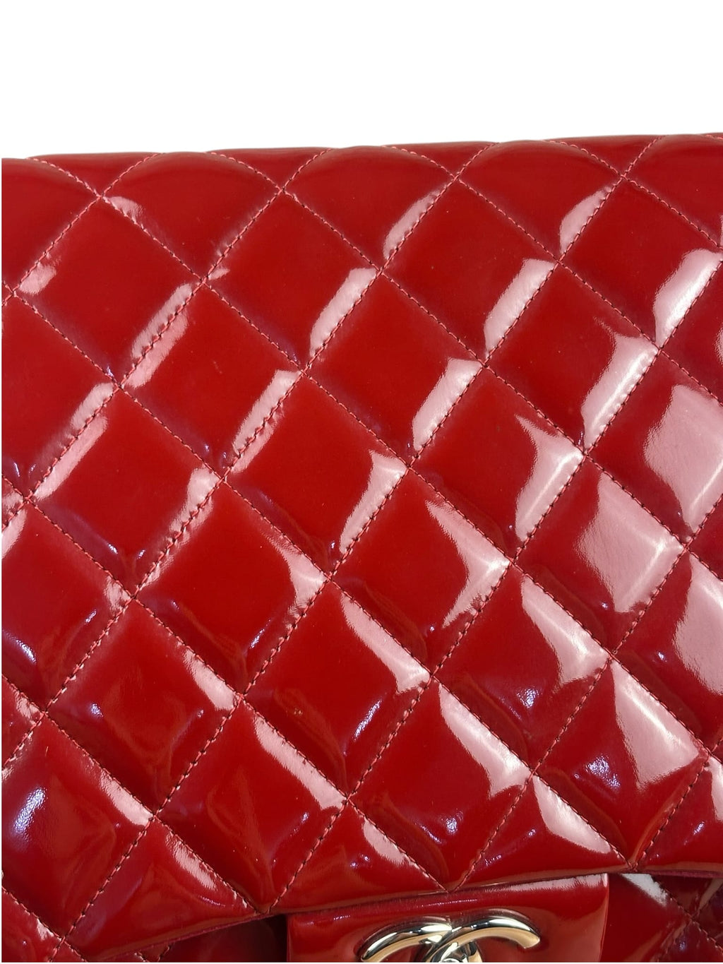 Chanel Red Patent Leather Jumbo Double Flap 2013