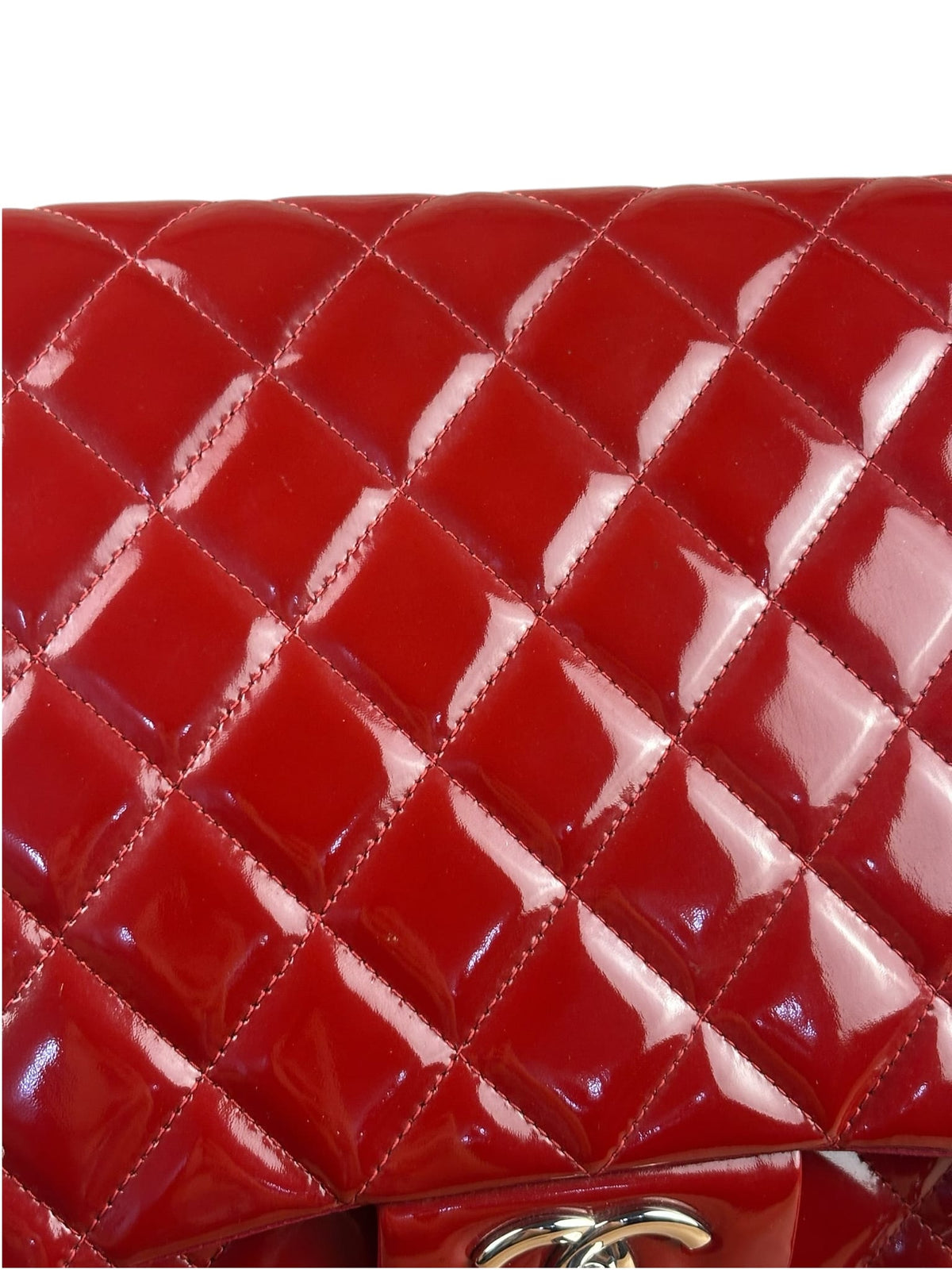 Chanel Red Patent Leather Jumbo Double Flap 2013