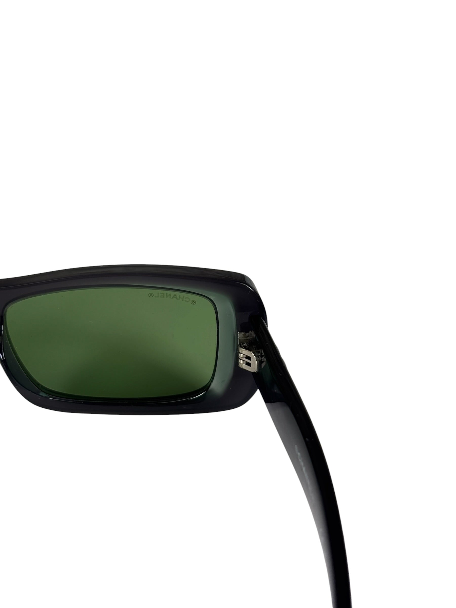 Chanel Grey/Green Rectangular 71687A Sunglasses