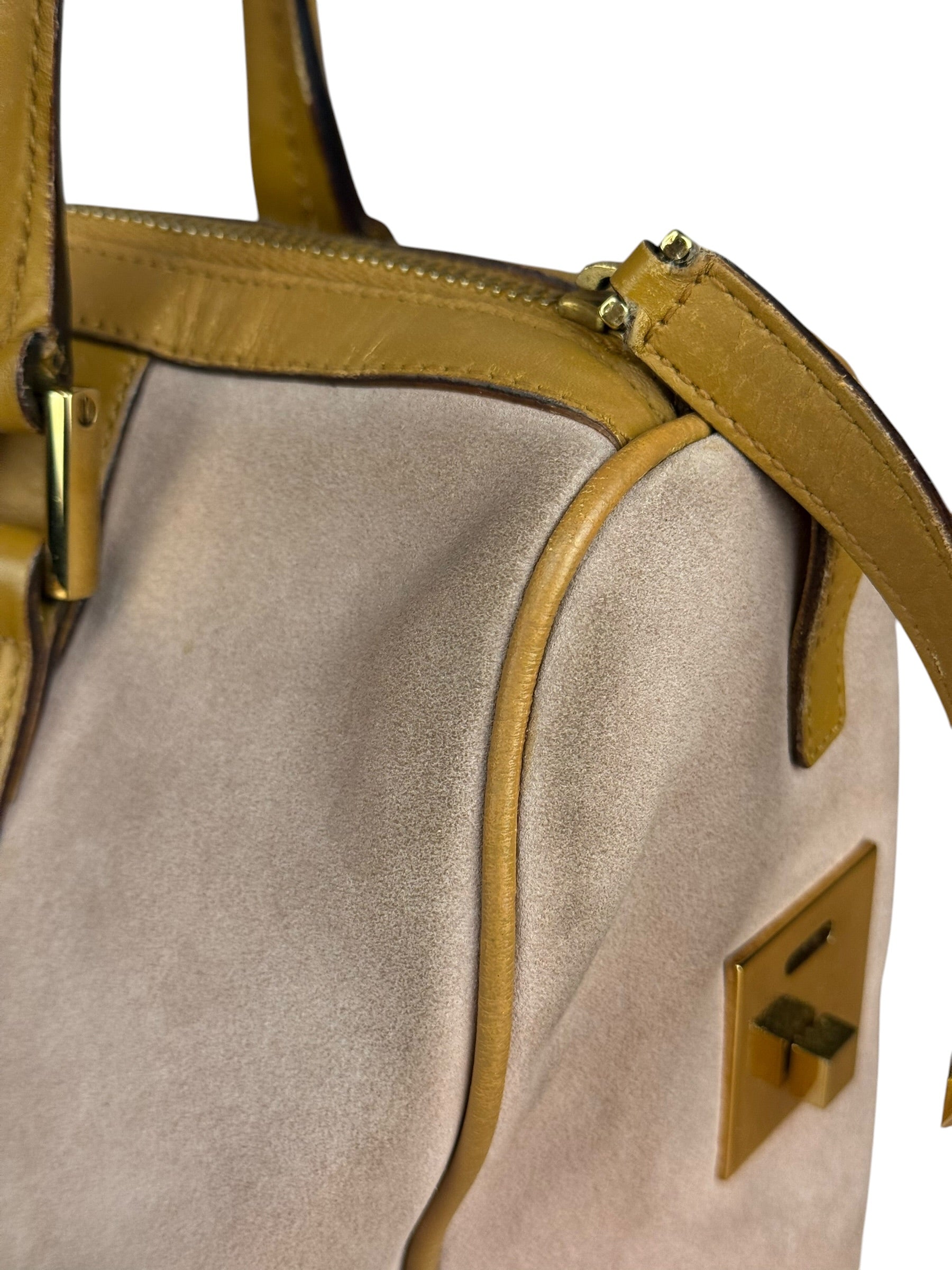 Gucci Vintage Pink Suede Mini Boston Handbag