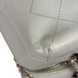 Chanel White Quilted Leather Vanity Small Bowling Two-Way Bag 2019