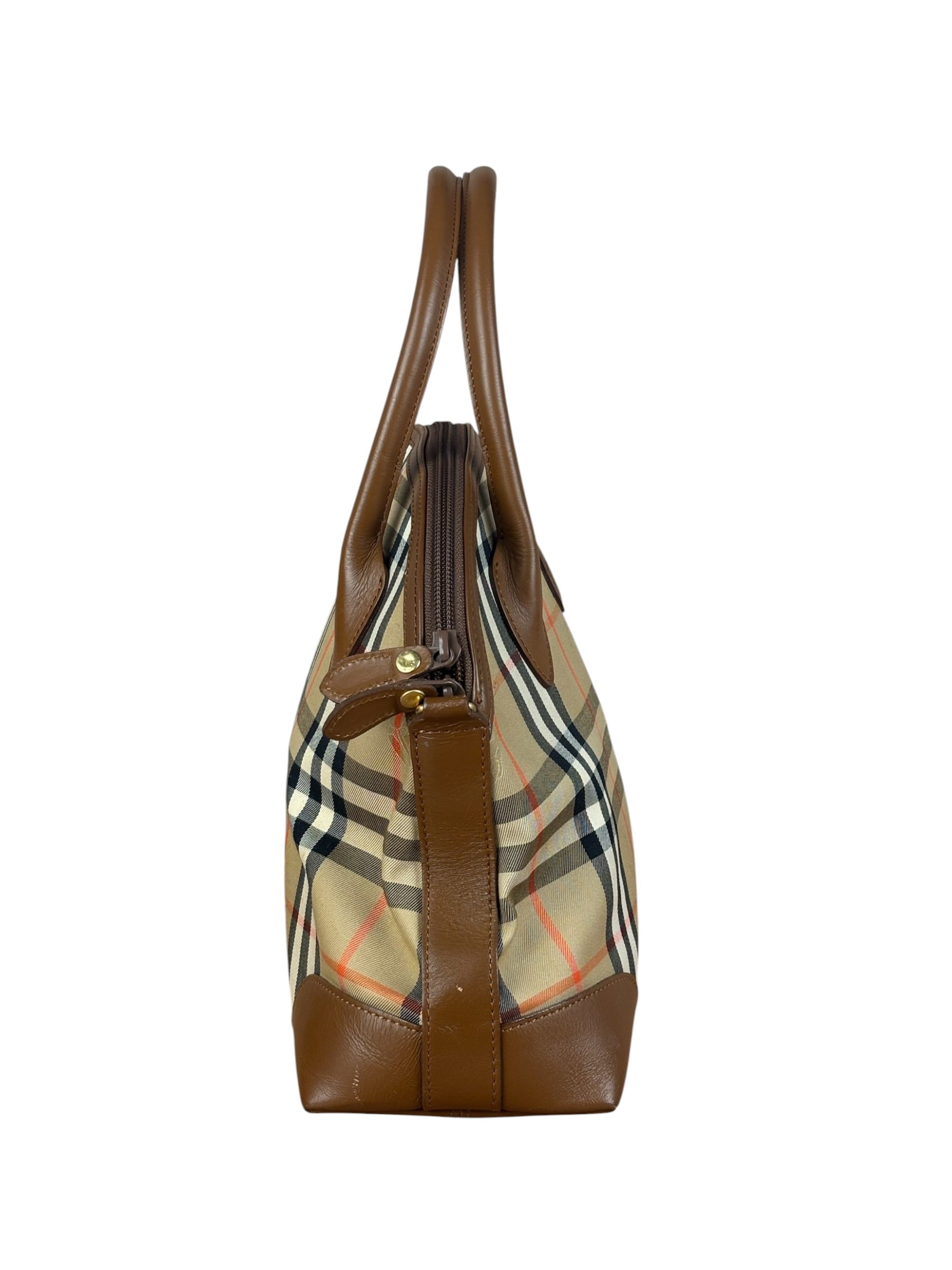 Burberry Vintage House Haymarket Check Dome Satchel Handbag