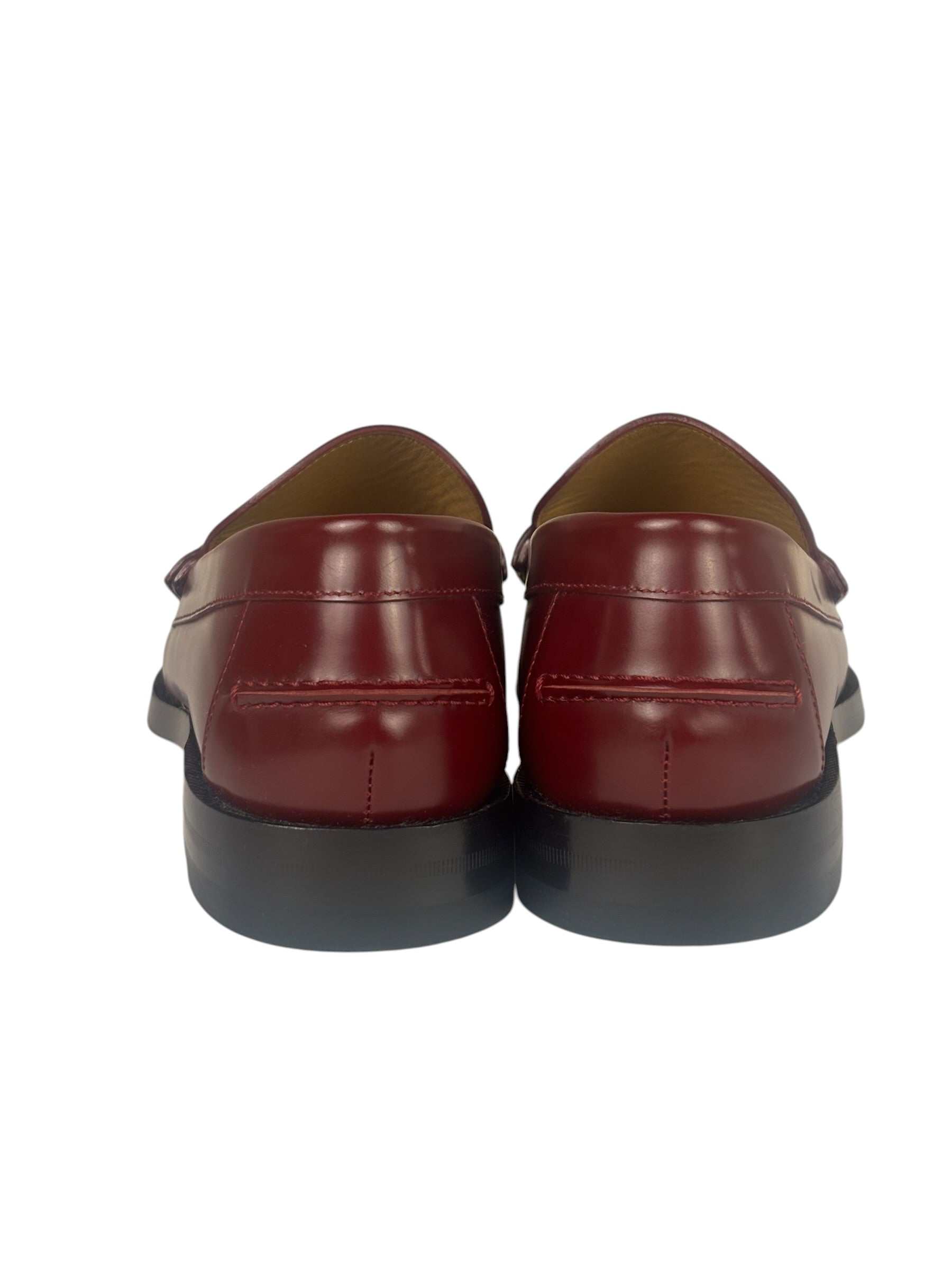 Gucci Burgundy Leather Double G Logo Loafers