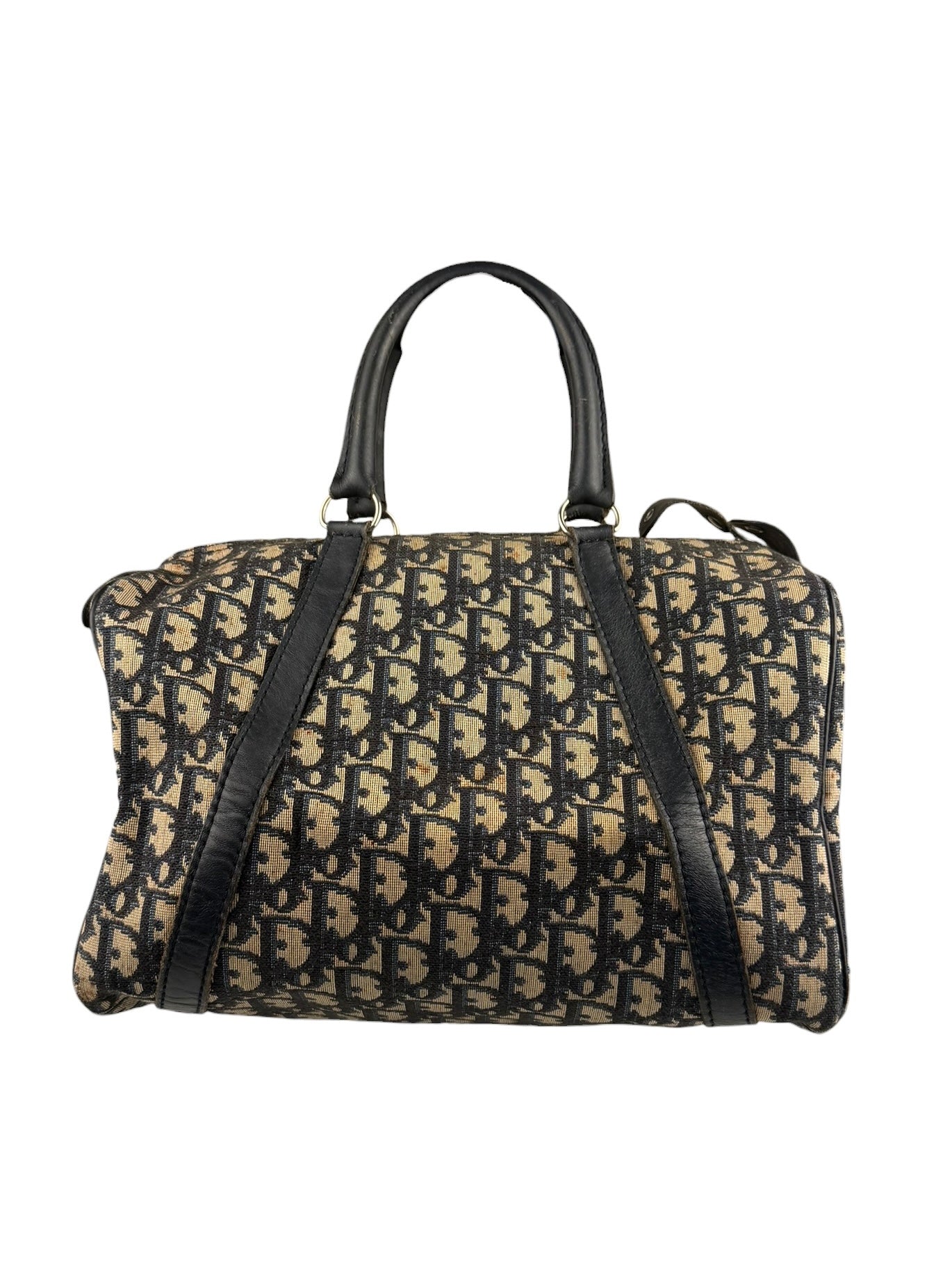 Christian Dior Vintage Canvas Monogram Trotter Oblique Boston Hand Bag