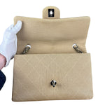 Chanel Vintage Beige Jersey Quilted Classic Flap Bag